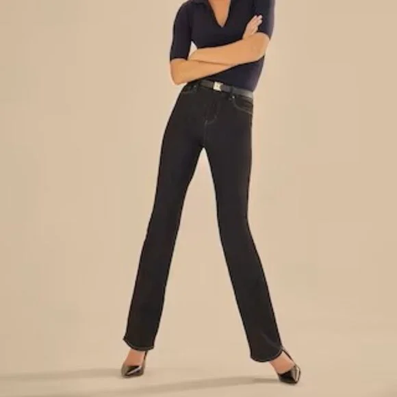 LAST CHANCE!  WHBM HIGH RISE SKINNY FLARE SCULPT DARK WASH DENIM JEANS 0 S - Picture 3 of 12